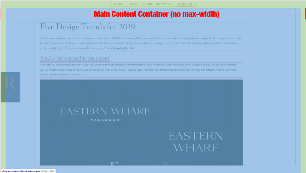 no maximum width container